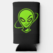 Groene Alien Veel Geluk Seltzer Blikjeskoeler (Achterkant)