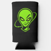 Groene Alien Veel Geluk Seltzer Blikjeskoeler (Voorkant)