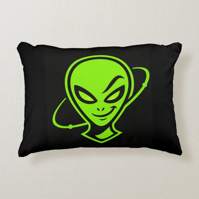 Groene Alien Veel Succes  Accent Kussen (Voorkant)