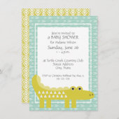 Groene Alligator Baby Boy Douche Uitnodigingen (Voorkant / Achterkant)