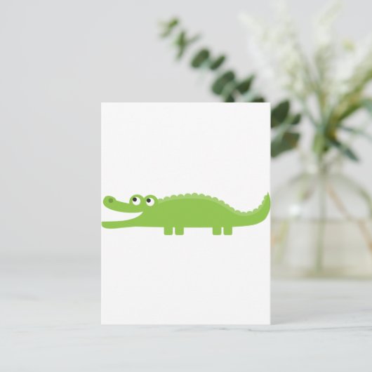 Groene Alligator Briefkaart (Staand voorkant)