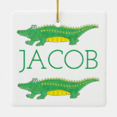 Groene alligator Crocodile Gator Animal Keramisch Ornament (Achterkant)