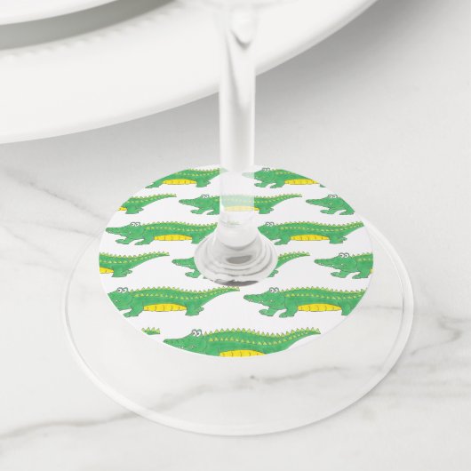 Groene alligator Crocodile Gator Animal Wijnglaslabel (Dichtbij)