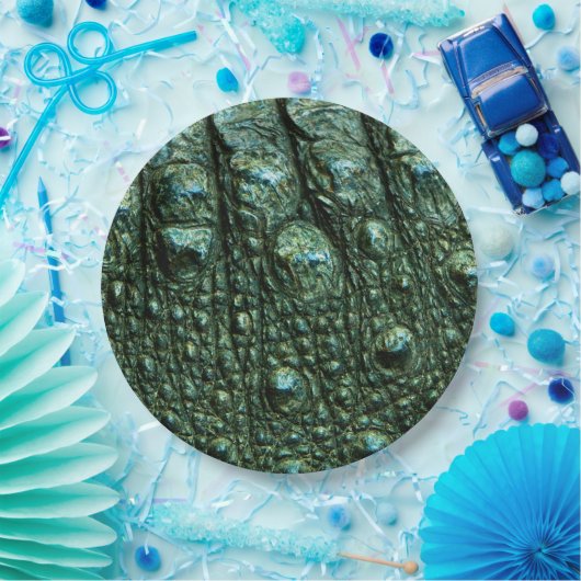 Groene alligator huidtextuur papieren bordje (Feest)