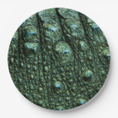 Groene alligator huidtextuur papieren bordje (Voorkant)