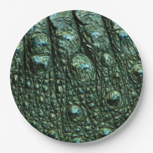 Groene alligator huidtextuur papieren bordje (Voorkant)