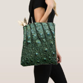 Groene alligator huidtextuur tote bag (Dichtbij)