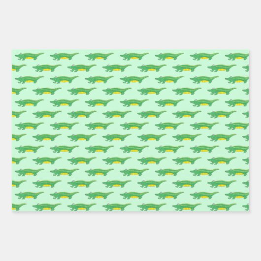 Groene alligator Krokokodil Dierendruk Inpakpapier Vel (Voorkant 3)