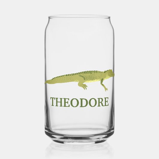 Groene Alligator Realistisch Grafisch Gepersonalis Blikvorm Glas (Voorkant)