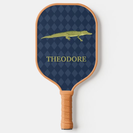 Groene Alligator Realistisch Grafisch Gepersonalis Pickleball Paddle (Voorkant)