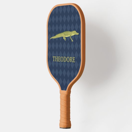 Groene Alligator Realistisch Grafisch Gepersonalis Pickleball Paddle (Links)