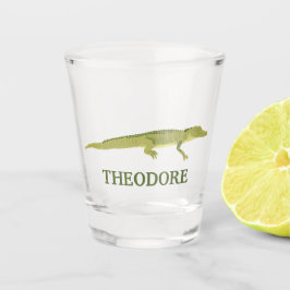 Groene Alligator Realistisch Grafisch Gepersonalis Shot Glas