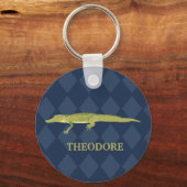 Groene Alligator Realistisch Grafisch Gepersonalis Sleutelhanger (Voorkant)