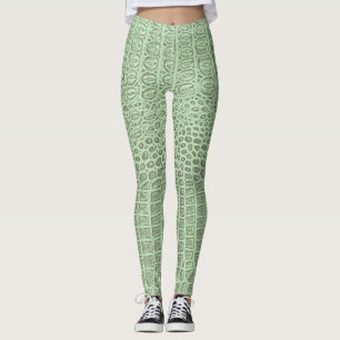 Groene Alligator Skin Print Leggings & Yogabroek