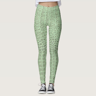 Groene Alligator Skin Print Leggings & Yogabroek