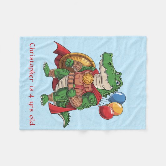 Groene Alligator Superheld Age Boy Verjaardagscade Fleece Deken (Voorkant (Horizontaal))