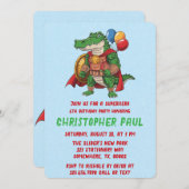 Groene Alligator Superheld Verjaardagsfeest Kaart (Voorkant / Achterkant)