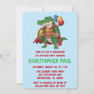 Groene Alligator Superheld Verjaardagsfeest Kaart