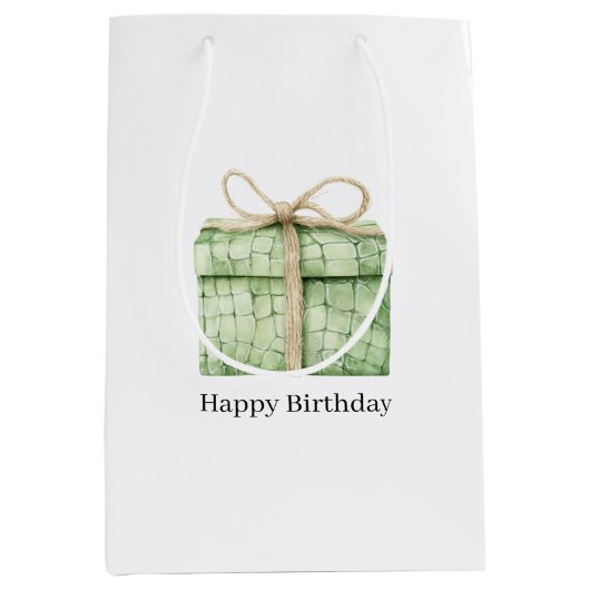 Groene Alligatorprint Verjaardag Medium Cadeauzakje (Voorkant)