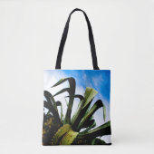 Groene Aloë Plant met Bright Blue Sky Tote Bag (Voorkant)