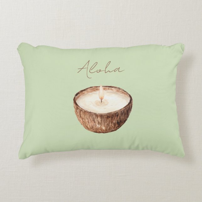 Groene Aloha Kokoskaars Accent Kussen (Voorkant)