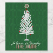 Groene aluminium kerstboom wijn etiket (Enkel label)
