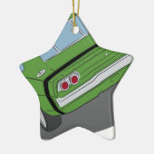 Groene amerikaanse spierwagen keramisch ornament (Links)