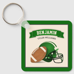 Groene Amerikaanse Voetbalhelm Kinderen Naam Sleutelhanger