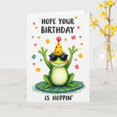 Groene Amfibie Verjaardagskaart Kaart (Gele Bloem)