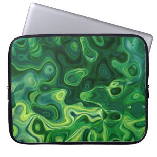 Groene Amoeba Patroon Abstracte Kunst Laptop Sleeve