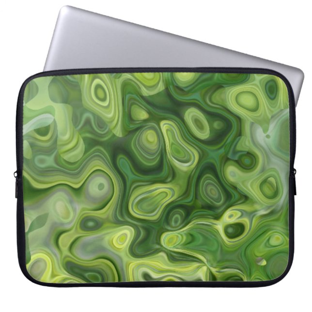 Groene Amoeba Patroon Abstracte Kunst Laptop Sleeve (Voorkant)