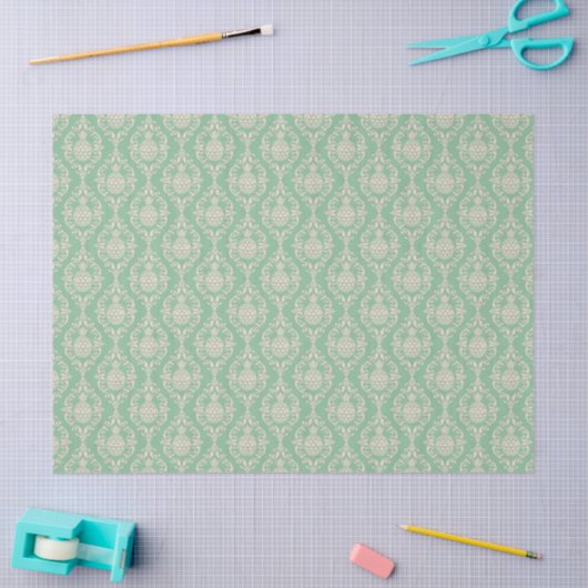 Groene anananas Damask-decoupage Tissuepapier (Craft)