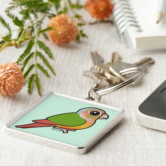 Groene anananasappelwijn met baarmoederhals sleutelhanger (Zijkant)