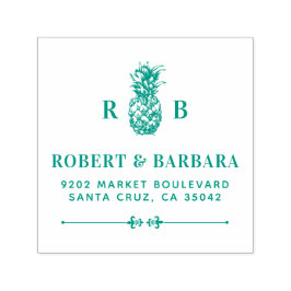 groene ananas | Bruiloft Initialen retour adres Zelfinktende Stempel