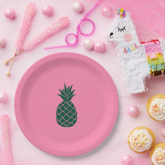 Groene ananas papieren bordje (Feest)