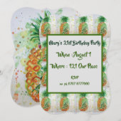 Groene ananas vrucht 21e verjaardagsuitnodiging kaart (Voorkant / Achterkant)