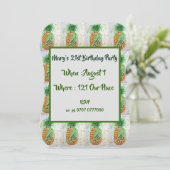 Groene ananas vrucht 21e verjaardagsuitnodiging kaart (Staand voorkant)