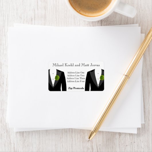 Groene anjer Adresetiketten voor Gay Wedding Etiket (Insitu)