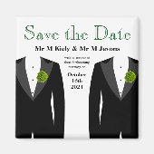 Groene anjer Bewaar de datum Magnet Gay Wedding (Voorkant)
