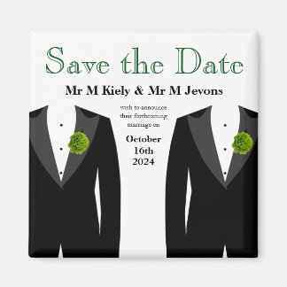 Groene anjer Bewaar de datum Magnet Gay Wedding