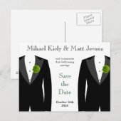 Groene Anjer Gay Wedding Save the Date Briefkaart (Voorkant / Achterkant)
