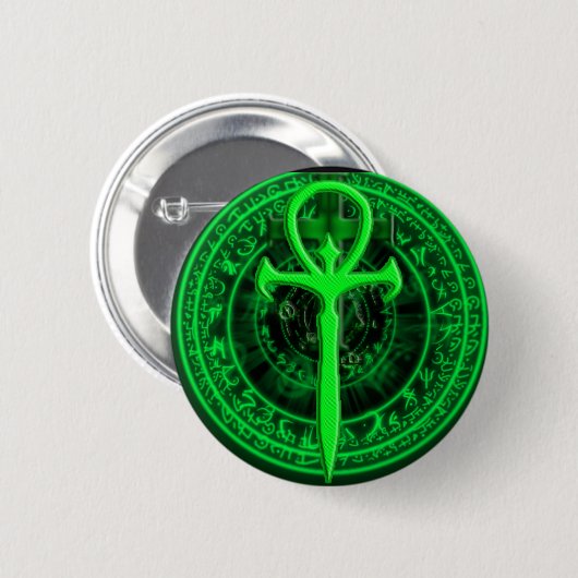 Groene ankh ronde button 5,7 cm (Voorkant /achterkant)