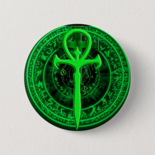 Groene ankh ronde button 5,7 cm