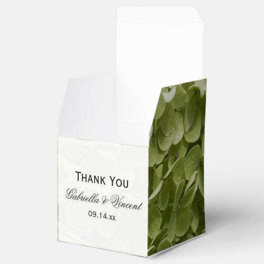 Groene Annabelle Hortensia Bloemachtige Trouw Bedankdoosjes (Geopend)