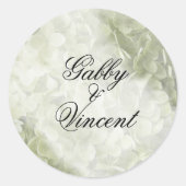 Groene Annabelle Hydrangea Wedding Envelope-zegels Ronde Sticker (Voorkant)