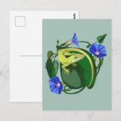Groene Anolis met Dagbloem Briefkaart (Voorkant / Achterkant)