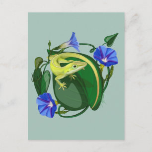 Groene Anolis met Dagbloem Briefkaart