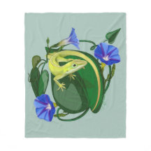 Groene anolis met ochtendglorie