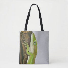 Groene anolishagedis tote bag