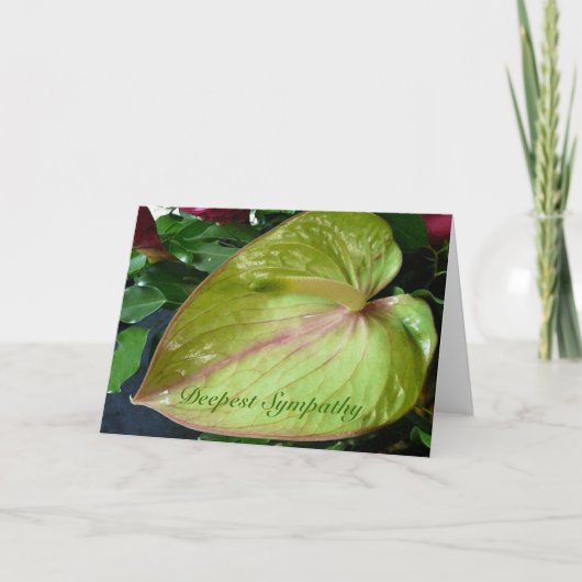 Groene Anthurium Hart Bloem Diepste Sympathie Kaar Kaart (Voorkant)
